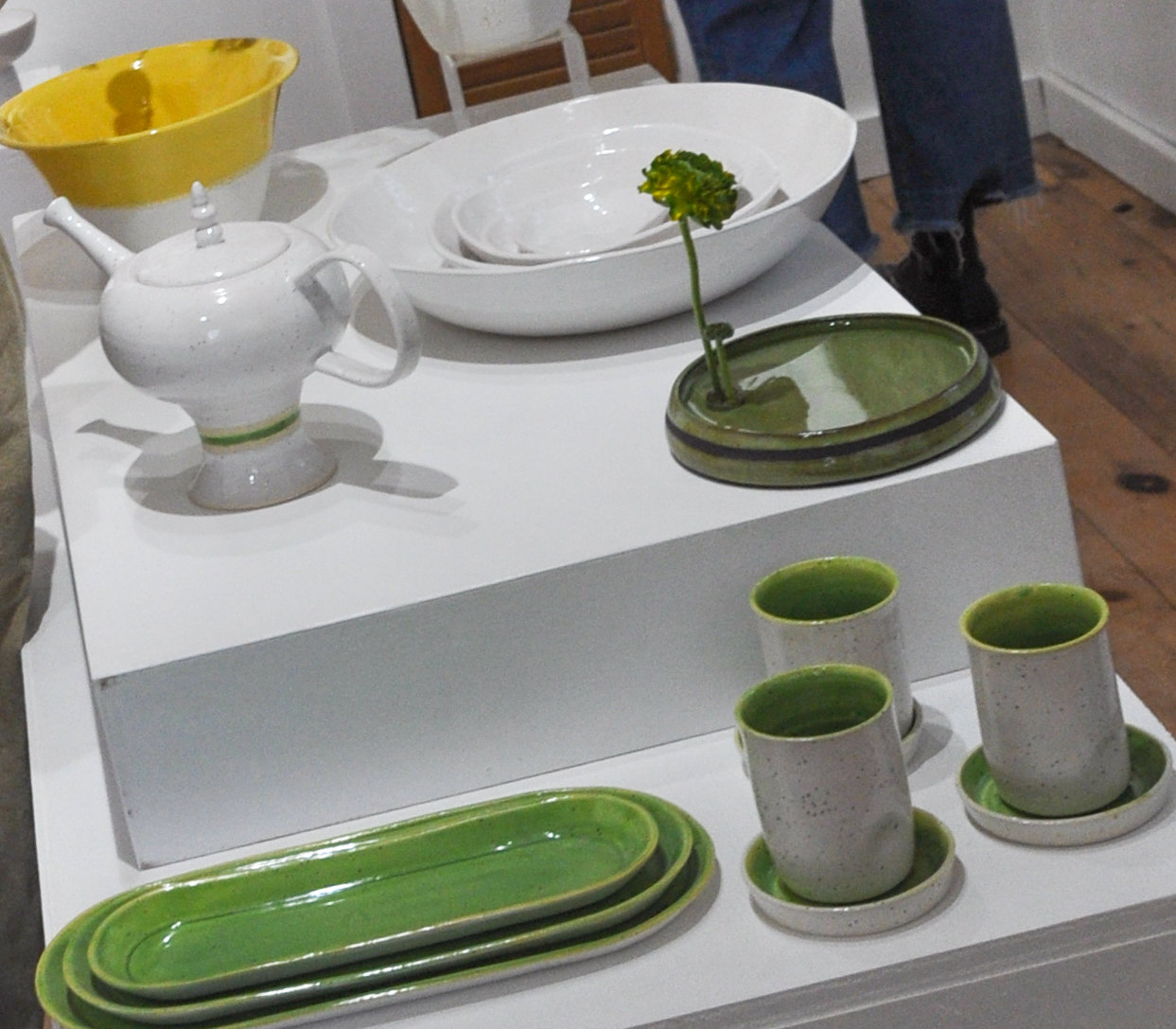 Are these ceramic pieces created by Nonna Hall chartreuse? If they are, they're the exception to the rule.